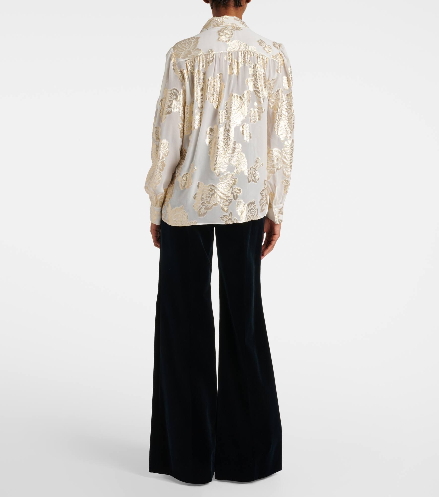 Floral fil coupé silk-blend lamé blouse - 3