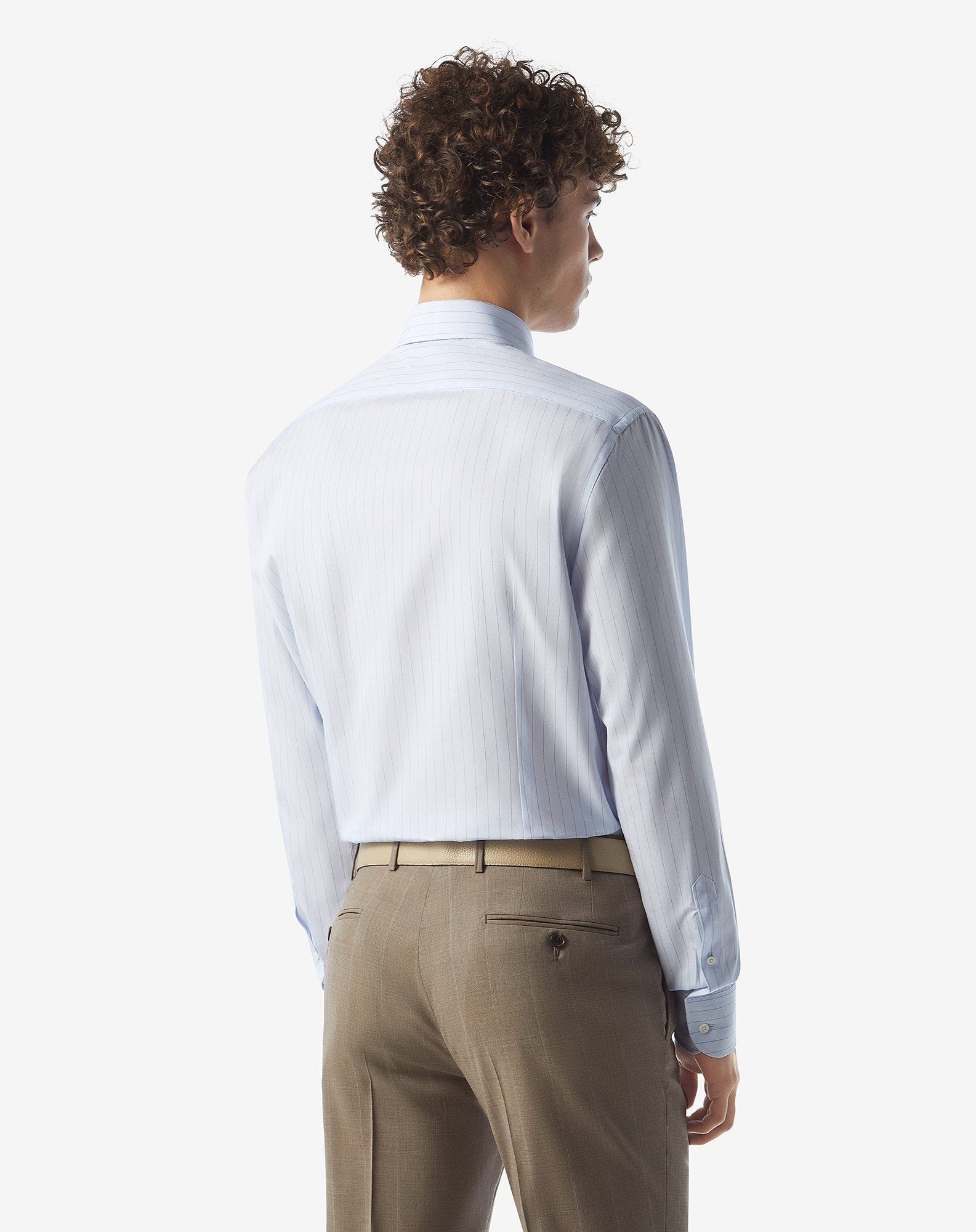 Cotton shirt with light blue and blue stripes - 3