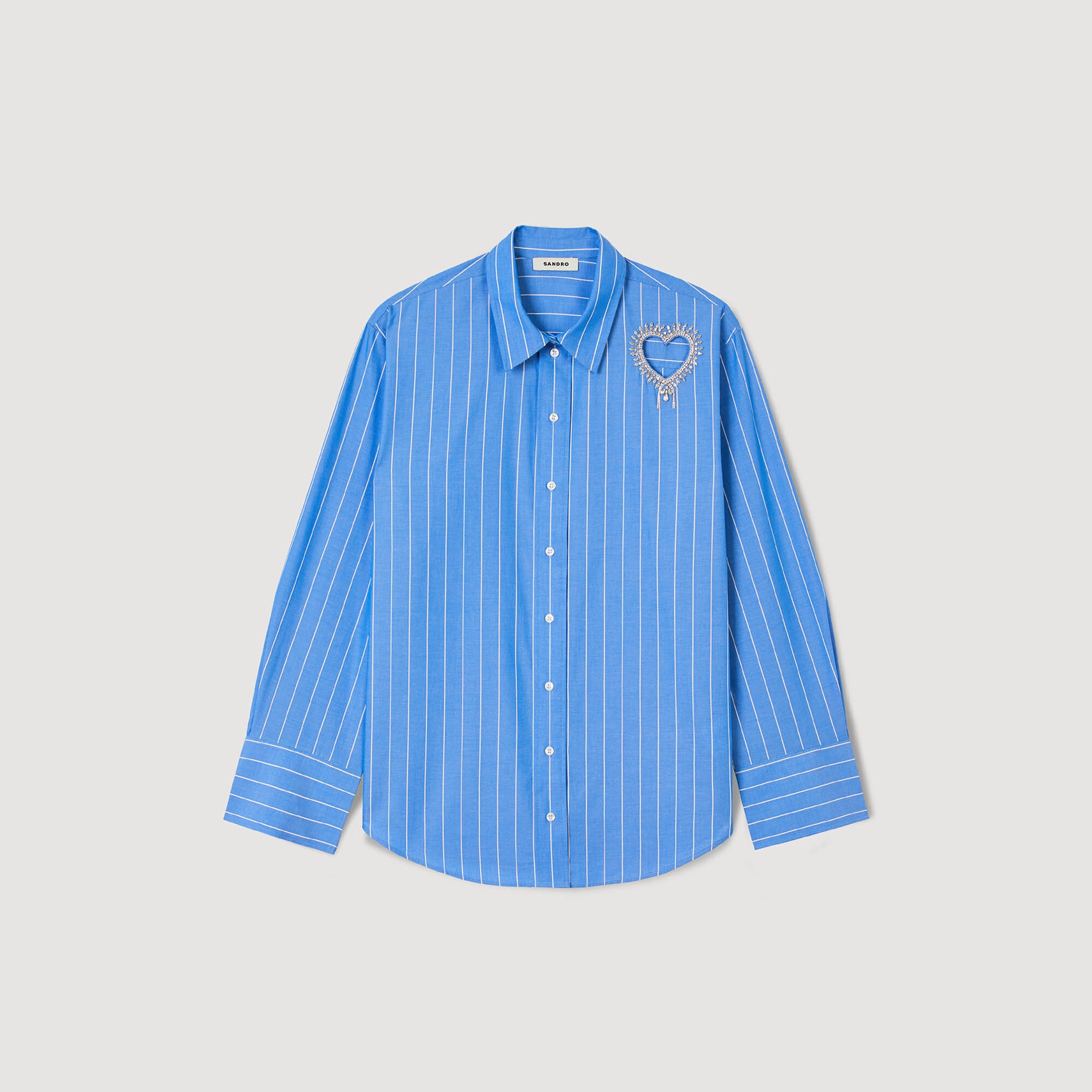 STRIPY SHIRT WITH RHINESTONE HEART - 1