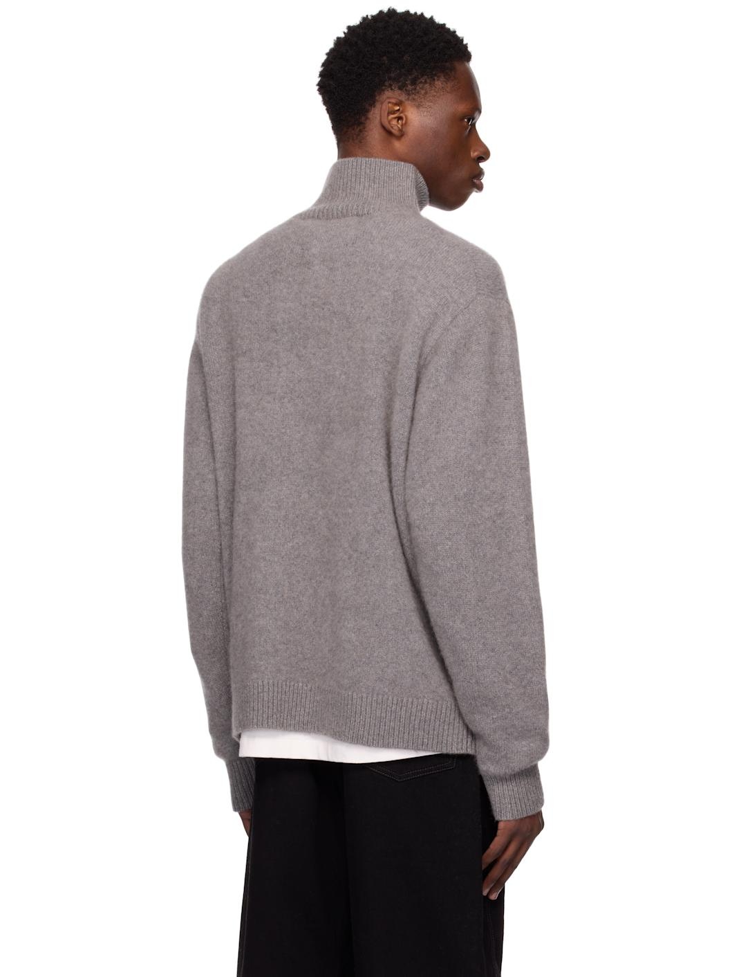 Gray Relaxed Half-Zip Sweater - 3