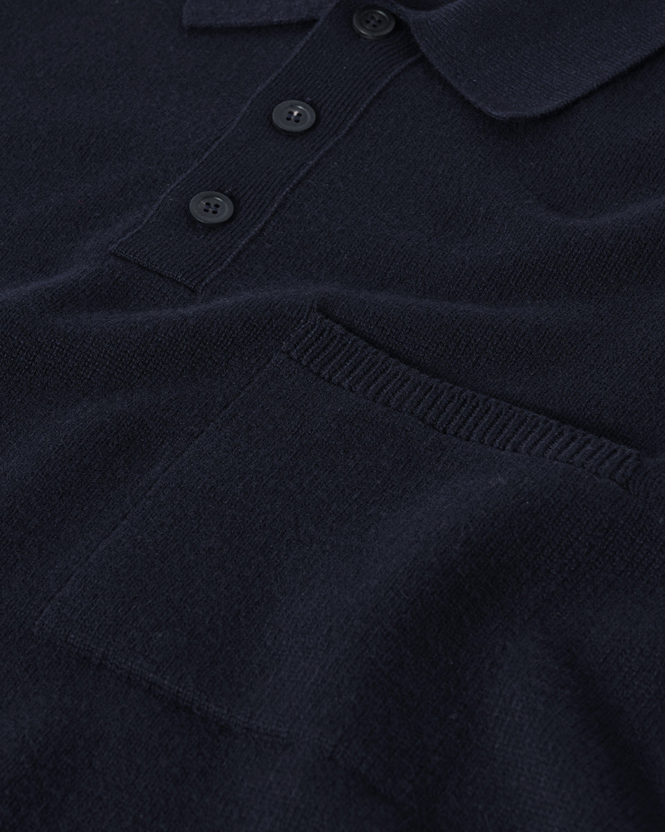 Superfine Merino Relaxed Navy Polo Shirt - 6