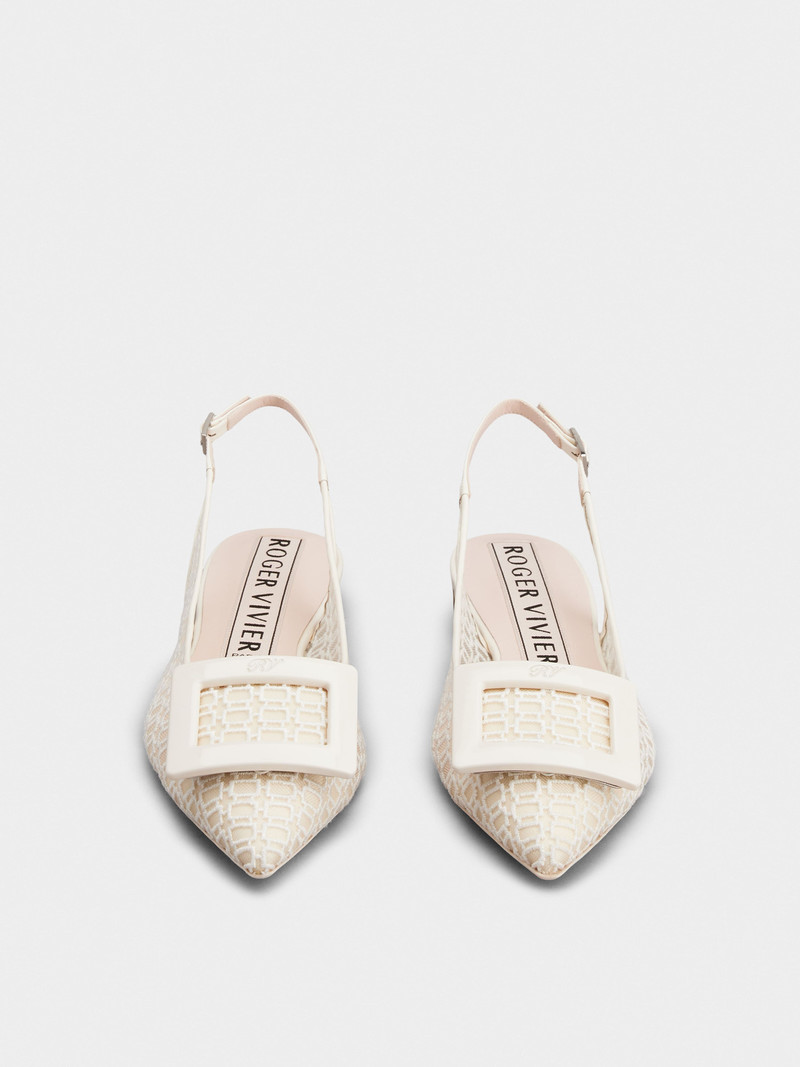 Gommettine Net Lacquered Buckle Slingback Ballerinas in Fabric 6