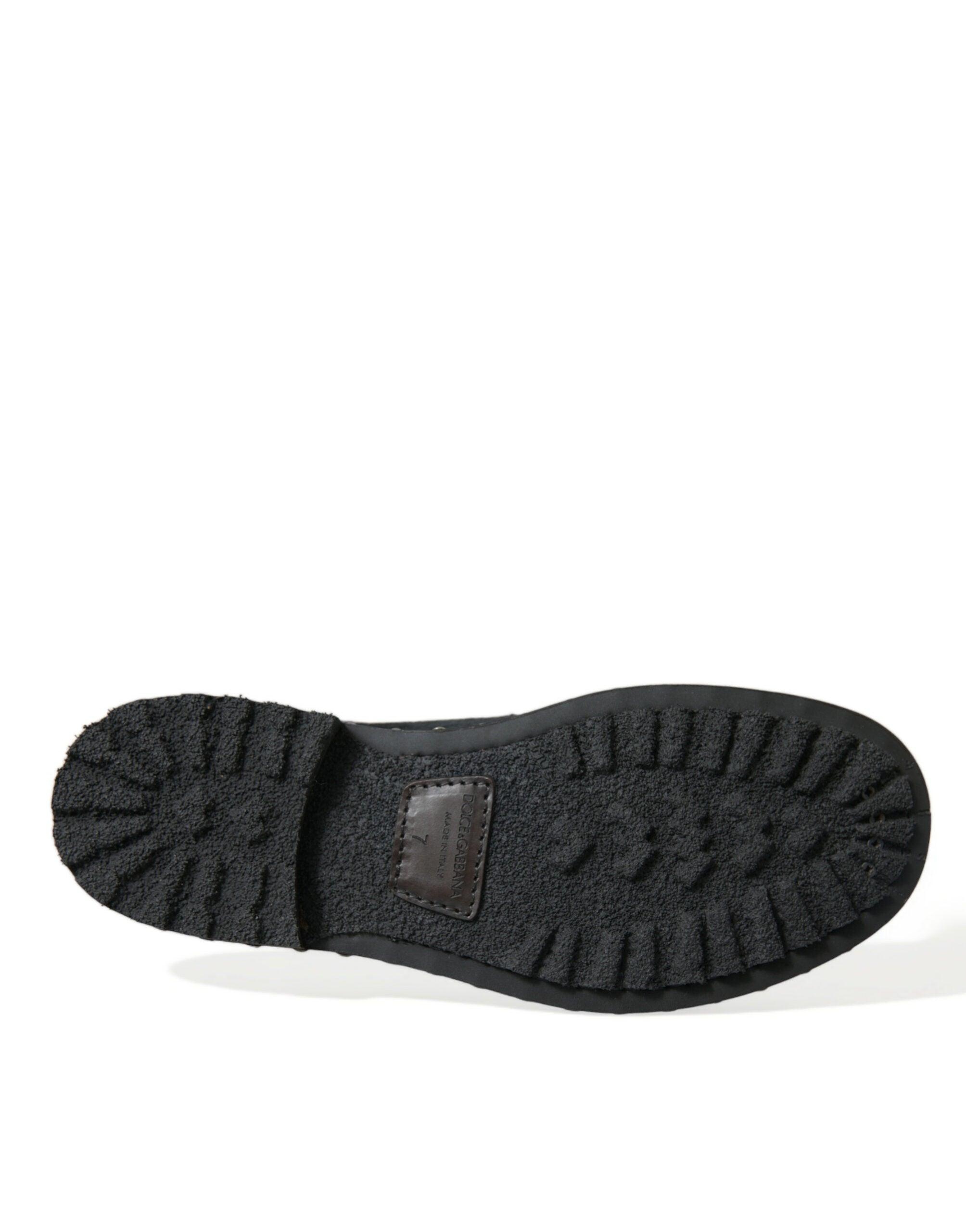 Dolce & Gabbana Black Stable Fur Derby SAN PIETRO Dress Shoes - 6