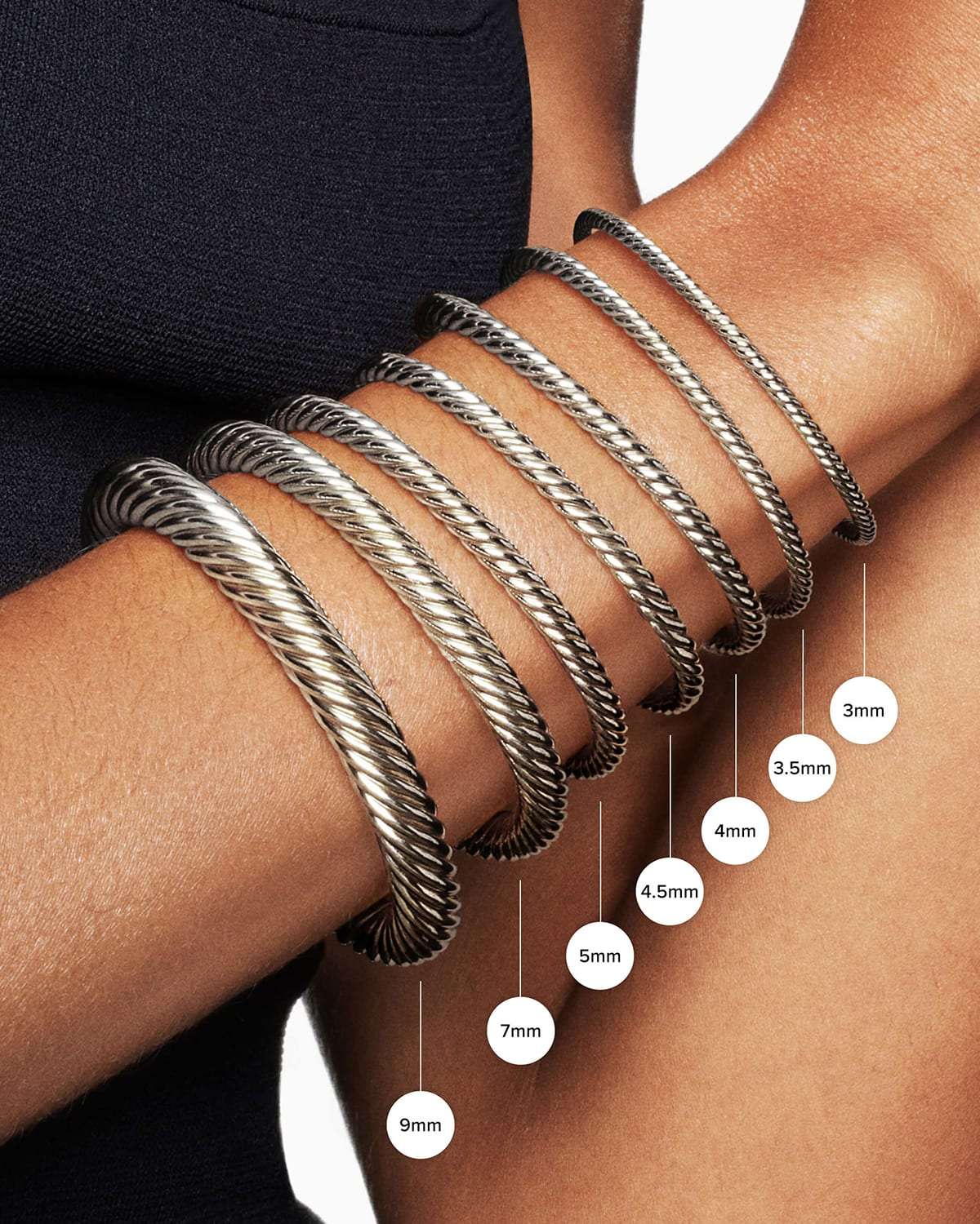 Cable Flex Bracelet with Gemstone in Silver and 14K Gold - 4
