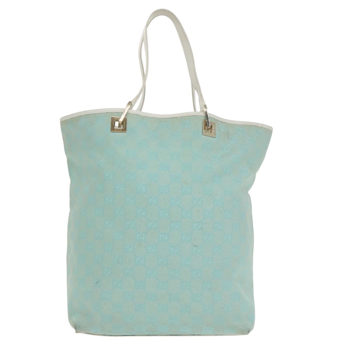 GUCCI GG Canvas Tote Bag Light Blue White Gold 002 002 - 13