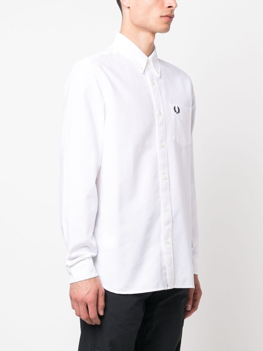 logo-embroidered cotton shirt - 3