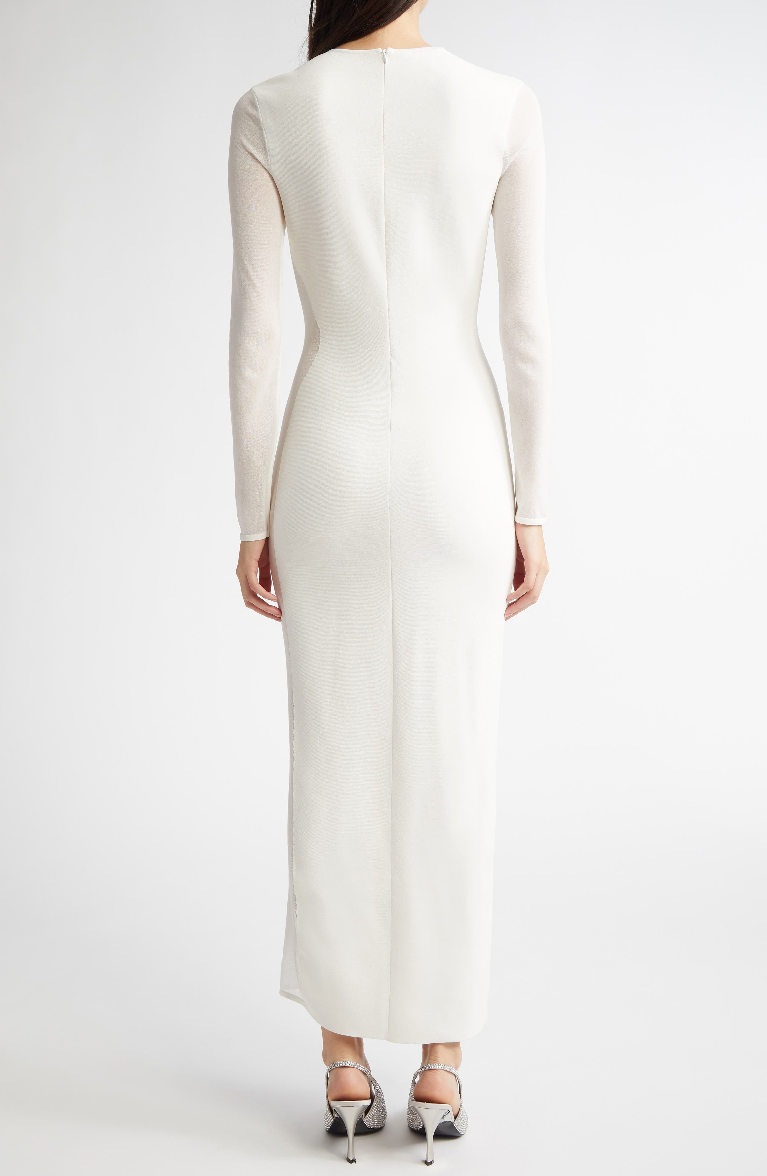Stella McCartney Long Sleeve Compact Knit Miracle Dress in Pure White at Nordstrom - 2