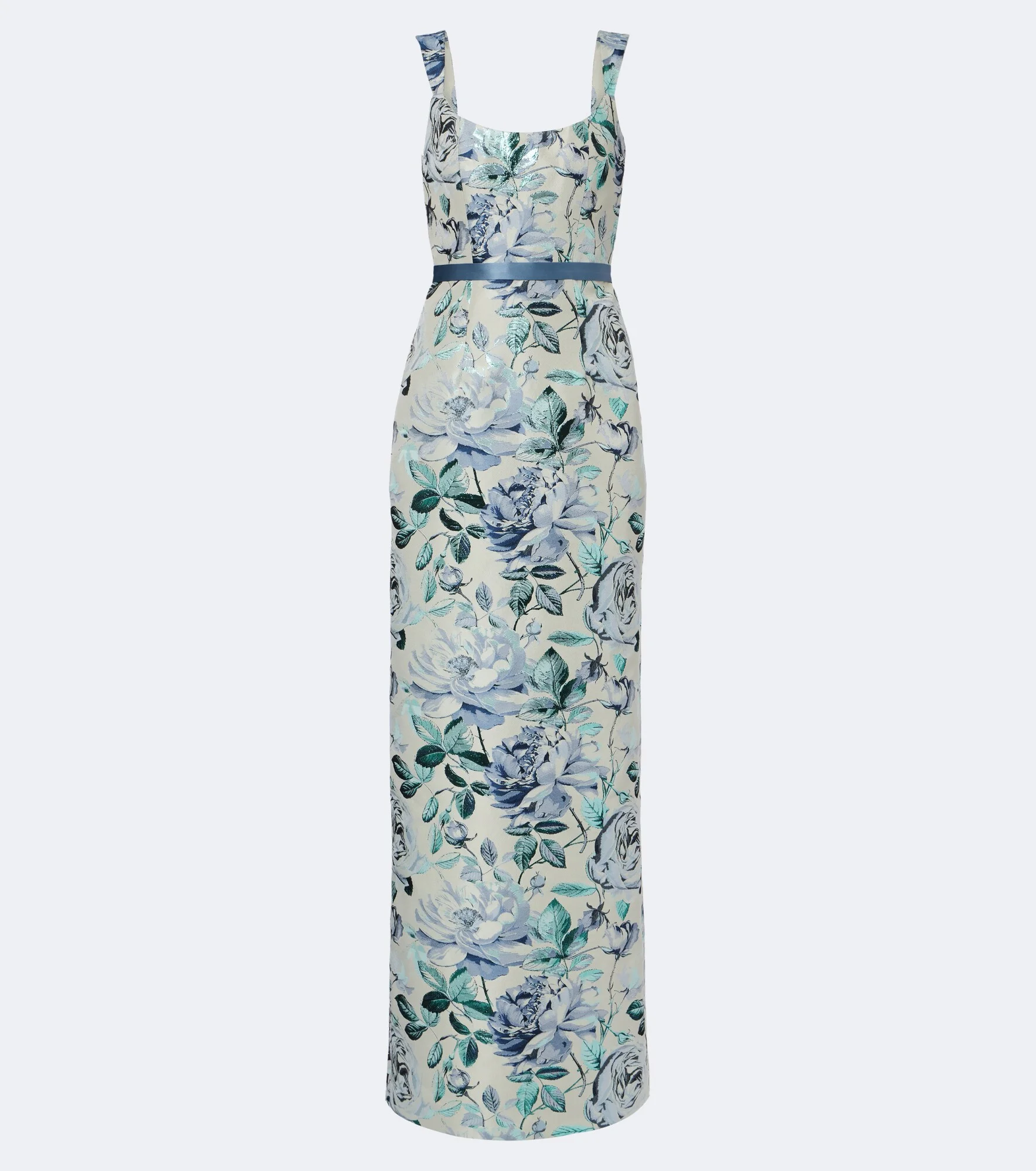 Robin belted floral brocade gown - 1