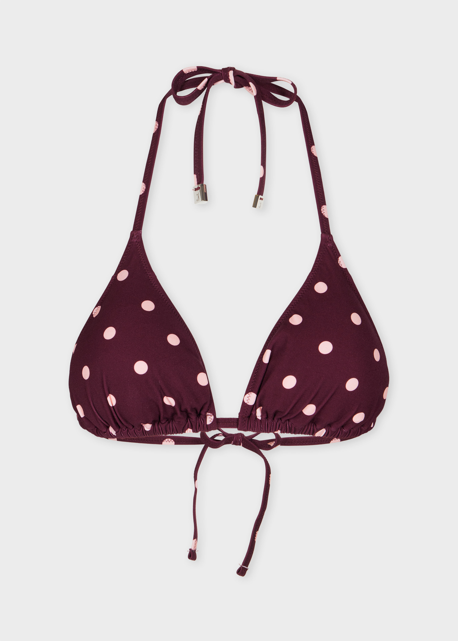 Women's Burgundy Polka Dot Triangle Bikini Top - 1