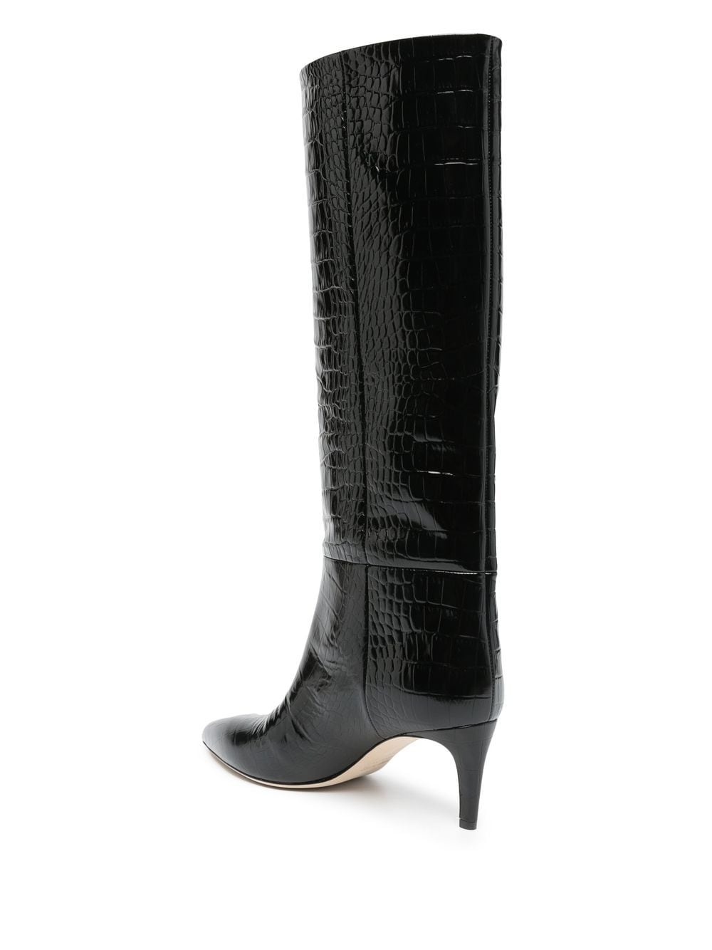 croc-embossed leather boots - 3