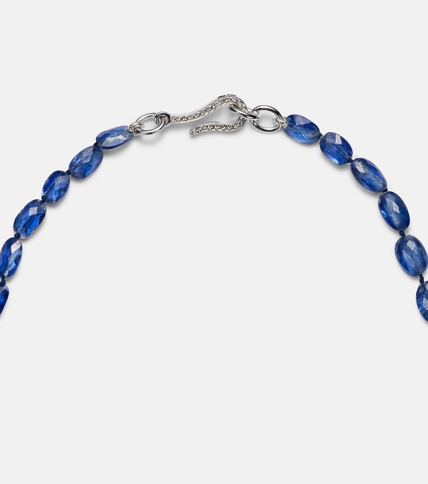 18kt white gold beaded necklace with kyanite and diamonds - 5