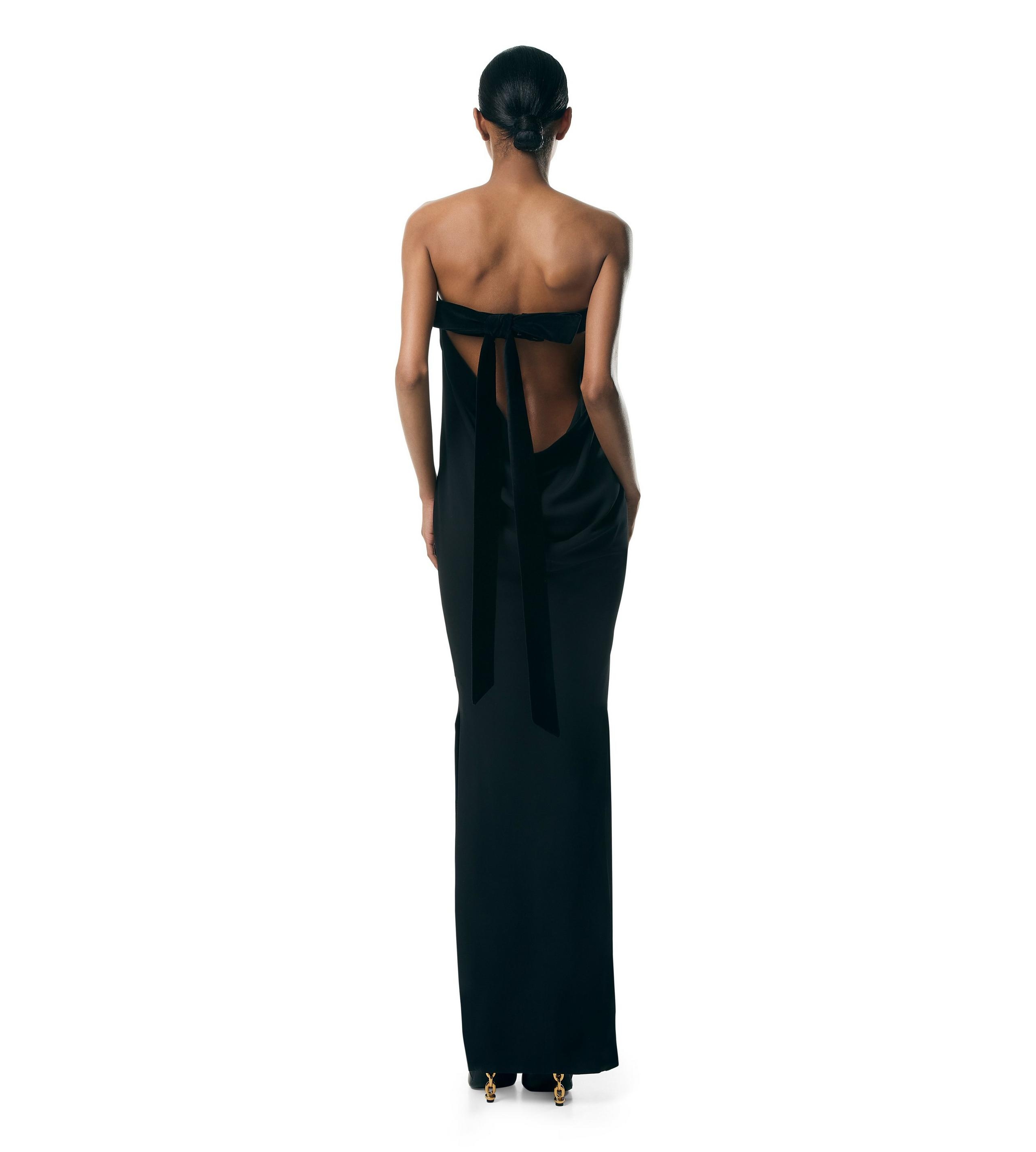 DOUBLE SILK GEORGETTE STRAPLESS EVENING DRESS - 3
