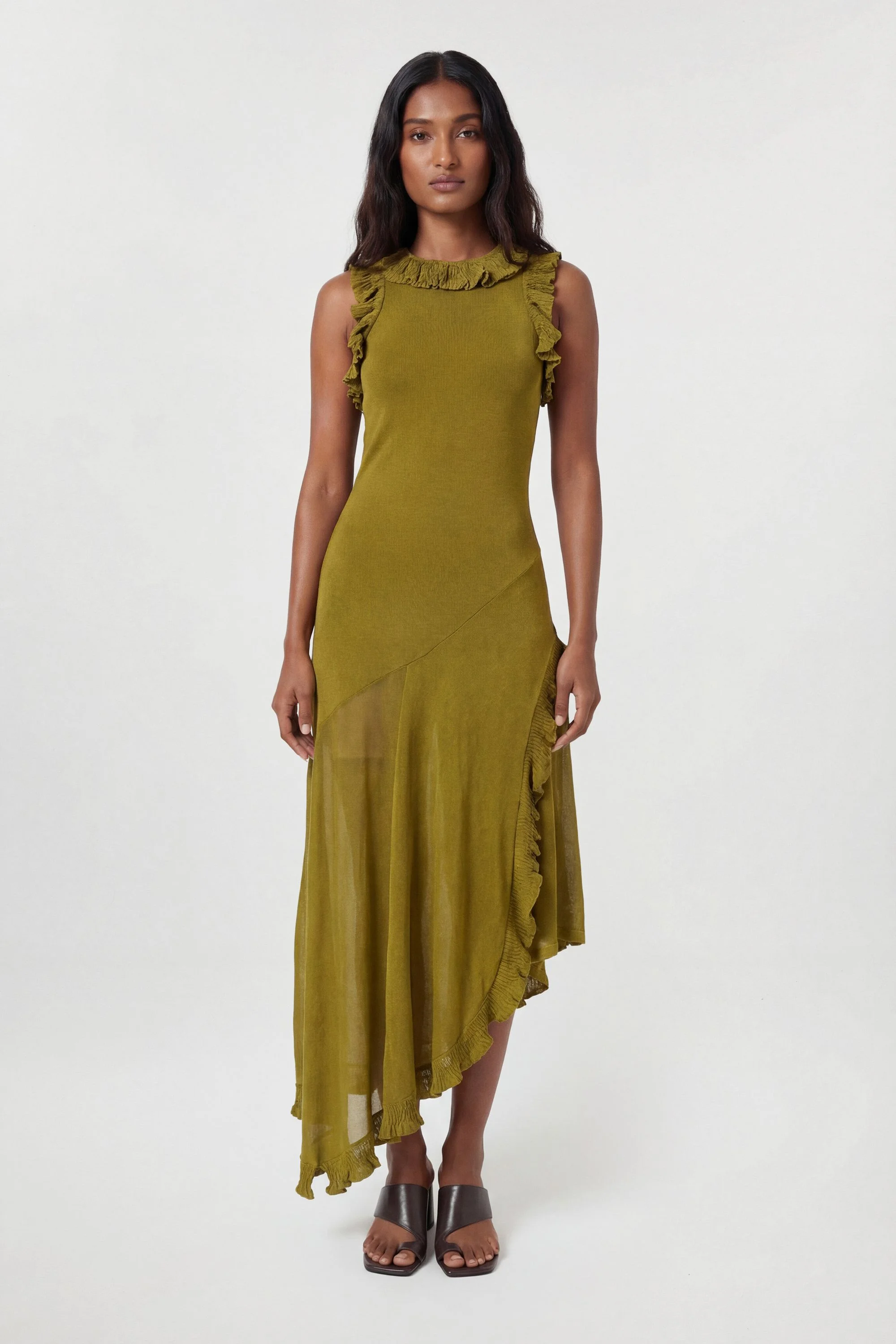 Petite Ruffle Trim Knitted Maxi Dress - 1