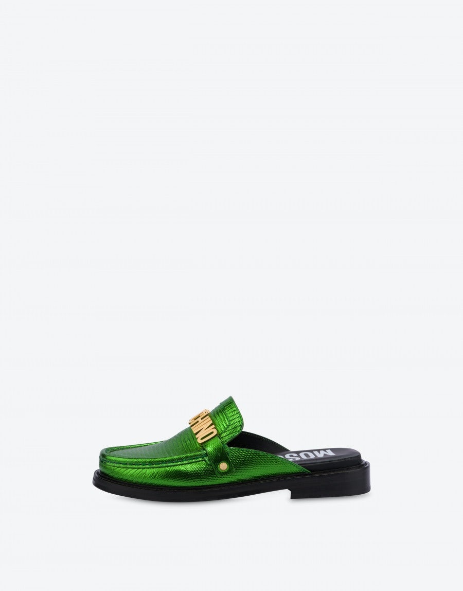 LIZARD PRINT CALFSKIN OPEN LOAFERS - 2