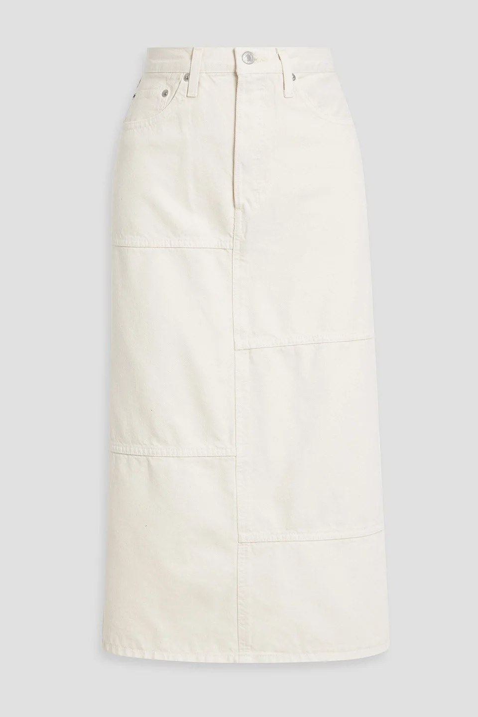 Paneled denim midi skirt - 1