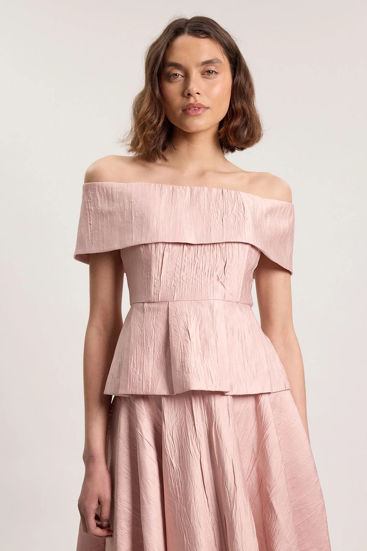 Textured Tailored Twill Bandeau Top - 1