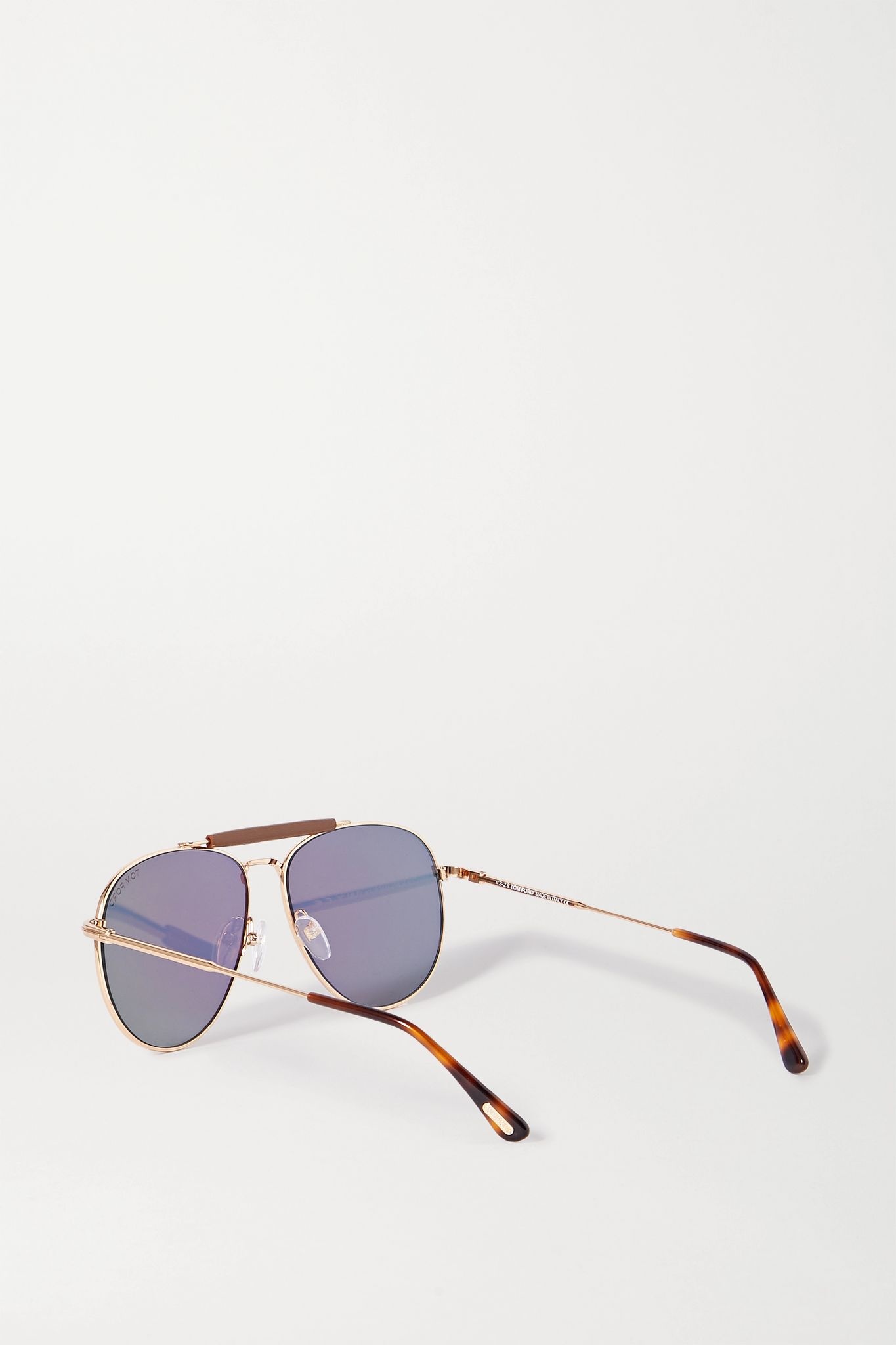 Sean aviator-style leather-trimmed rose gold-tone and acetate sunglasses - 3