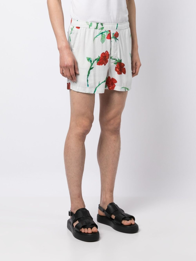 elasticated-waistband rose-print shorts 3
