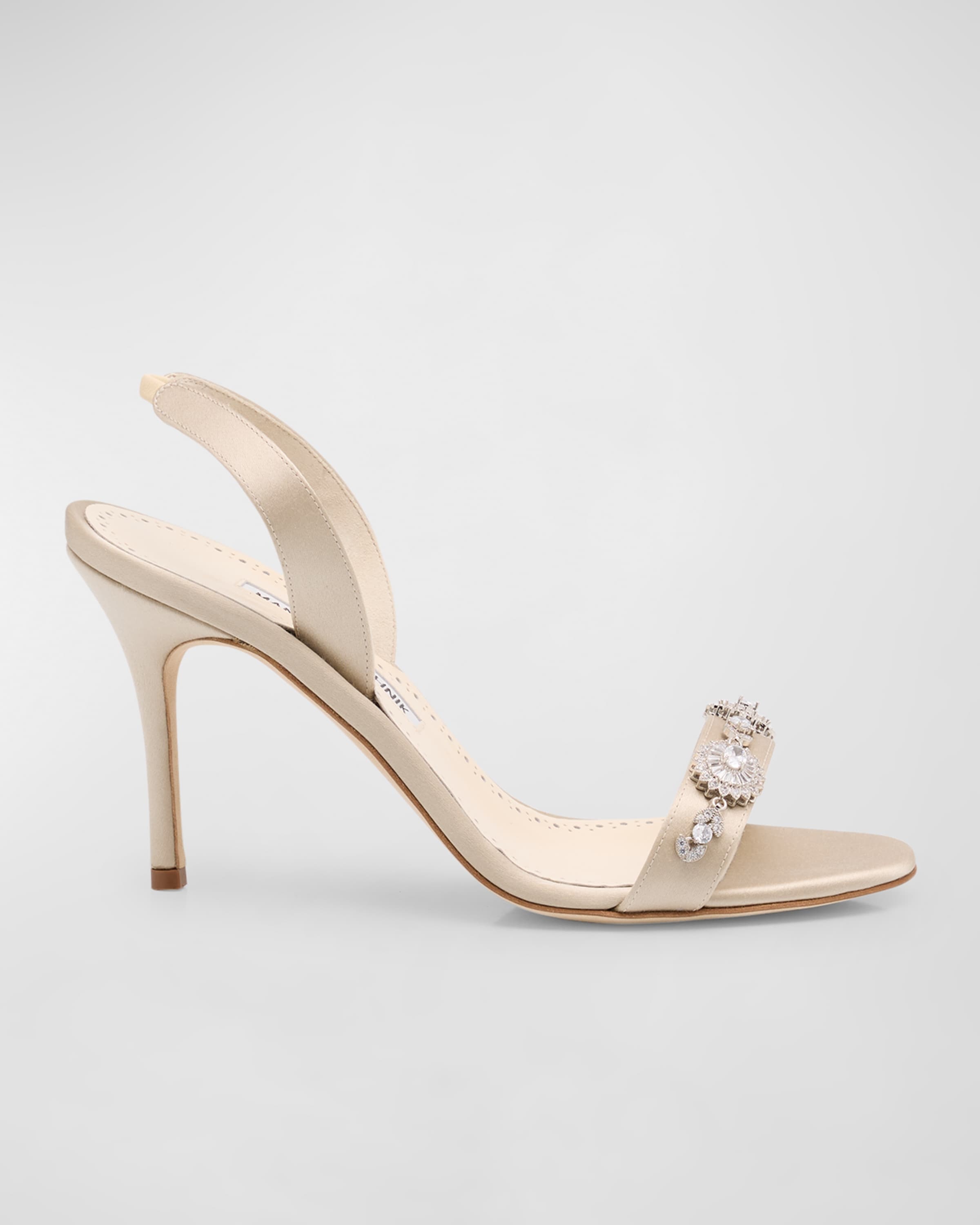 Crystal Satin Halter Sandals - 1