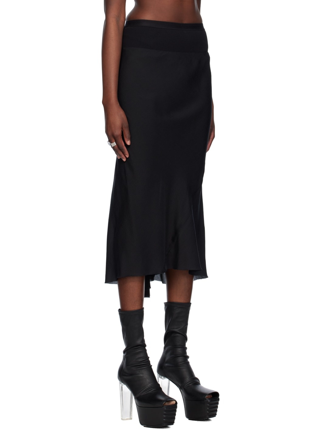 Black A Line Midi Skirt - 2