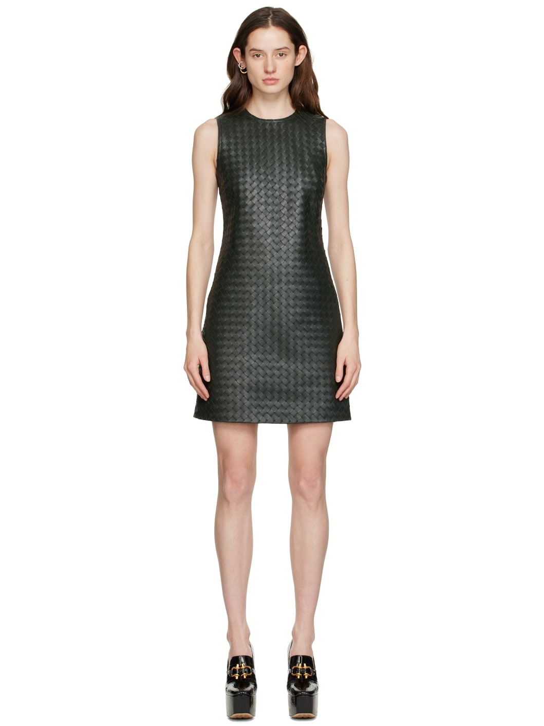 Khaki Intrecciato Minidress - 1