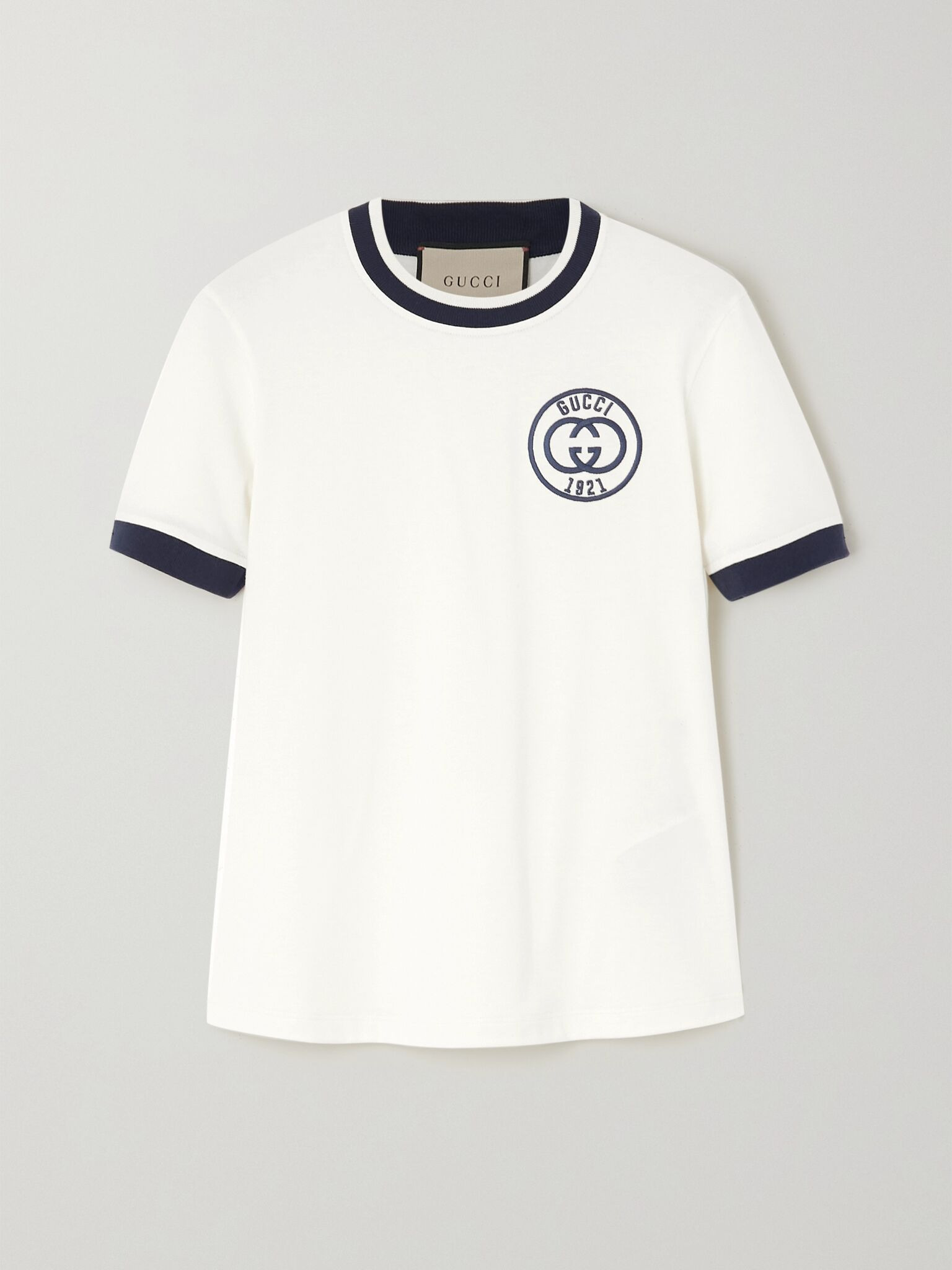 Embroidered cotton-jersey T-shirt White - 1