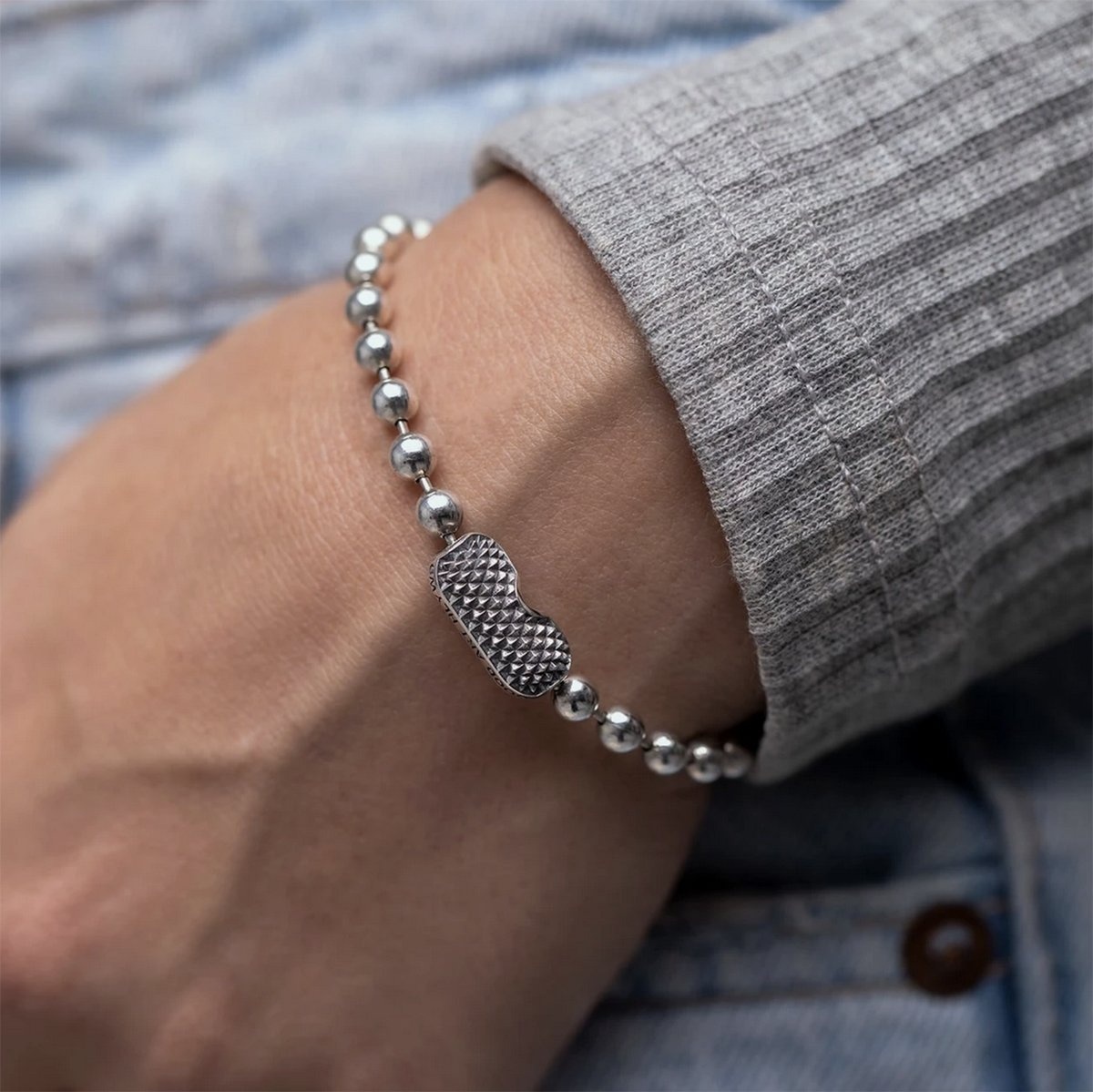 GOOD ART HLYWD Ball Chain 10 Bracelet with Goosebumps Connector - Sterling Silver - 2