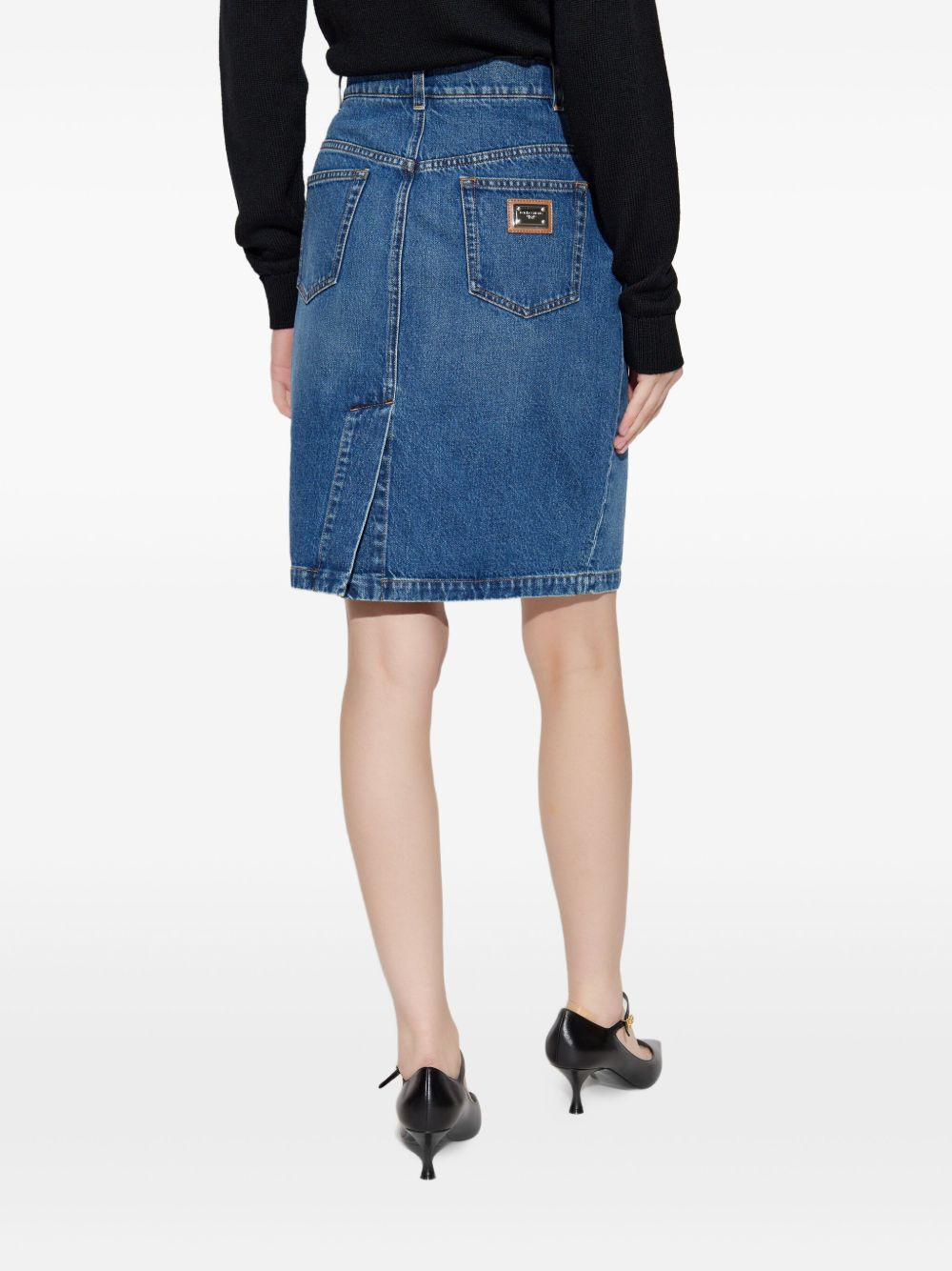 logo-plaque denim mini skirt - 4