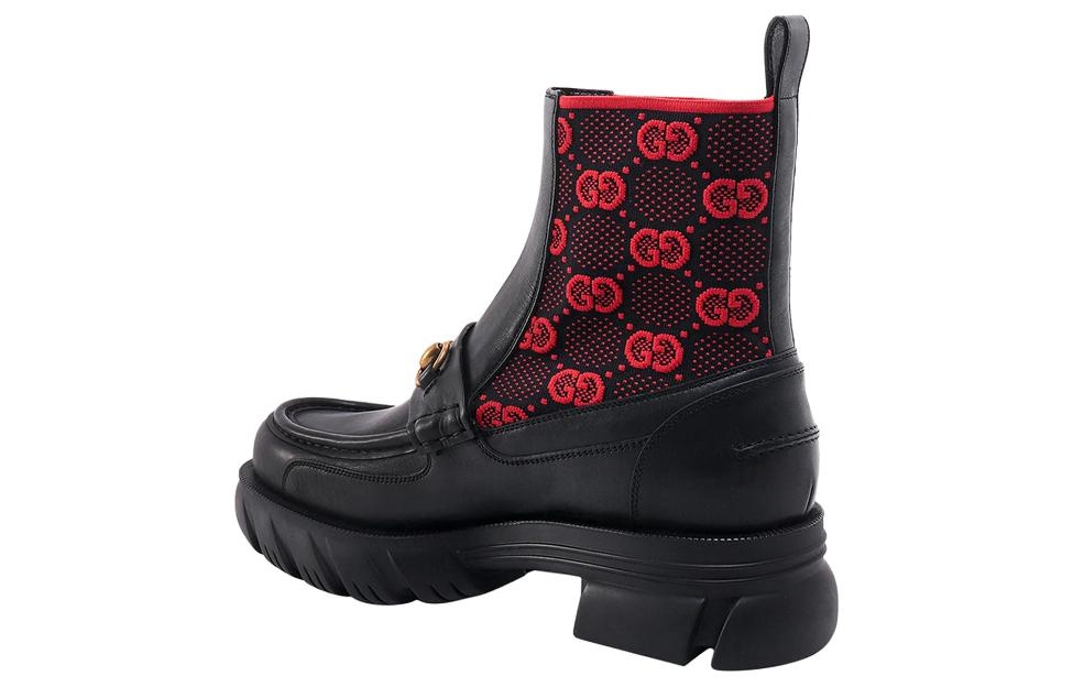 Gucci Horsebit GG Jersey Boot 'Black Red' 718708-AAA4Y-1071 - 4