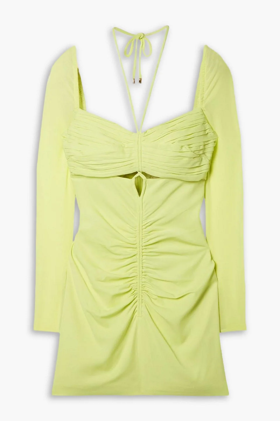 Cutout ruched stretch-crepe mini dress - 1