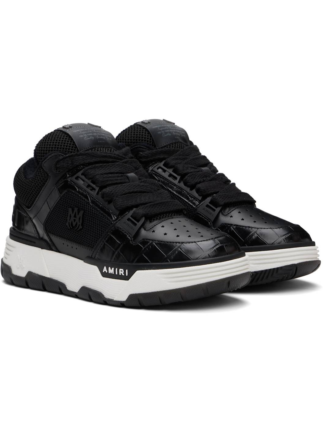 Black Croc Debossed MA-1 Sneakers - 4