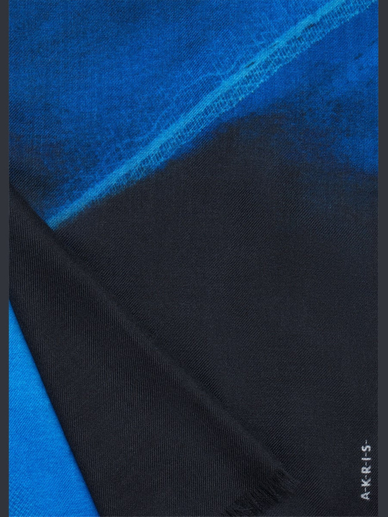 AKRIS Alyson's Cyanotype Printed Cashmere Scarf outlook