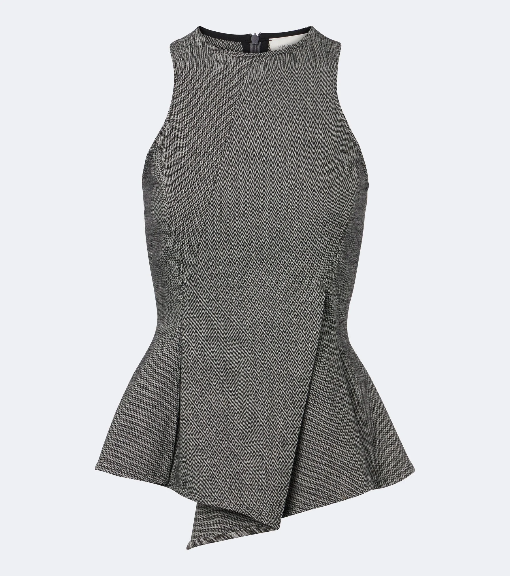 Herringbone pleated peplum wool-blend top - 1