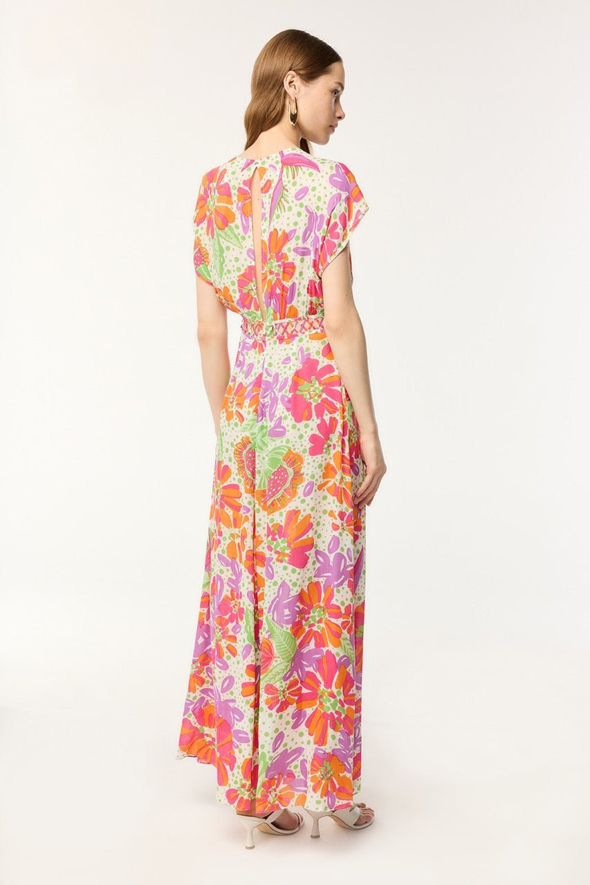 Long Dress Cecile - Pink Artistic Flower - 3