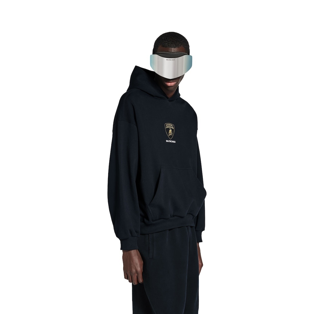 Men's Balenciaga I Automobili Lamborghini Hoodie Medium Fit in Black Faded - 5