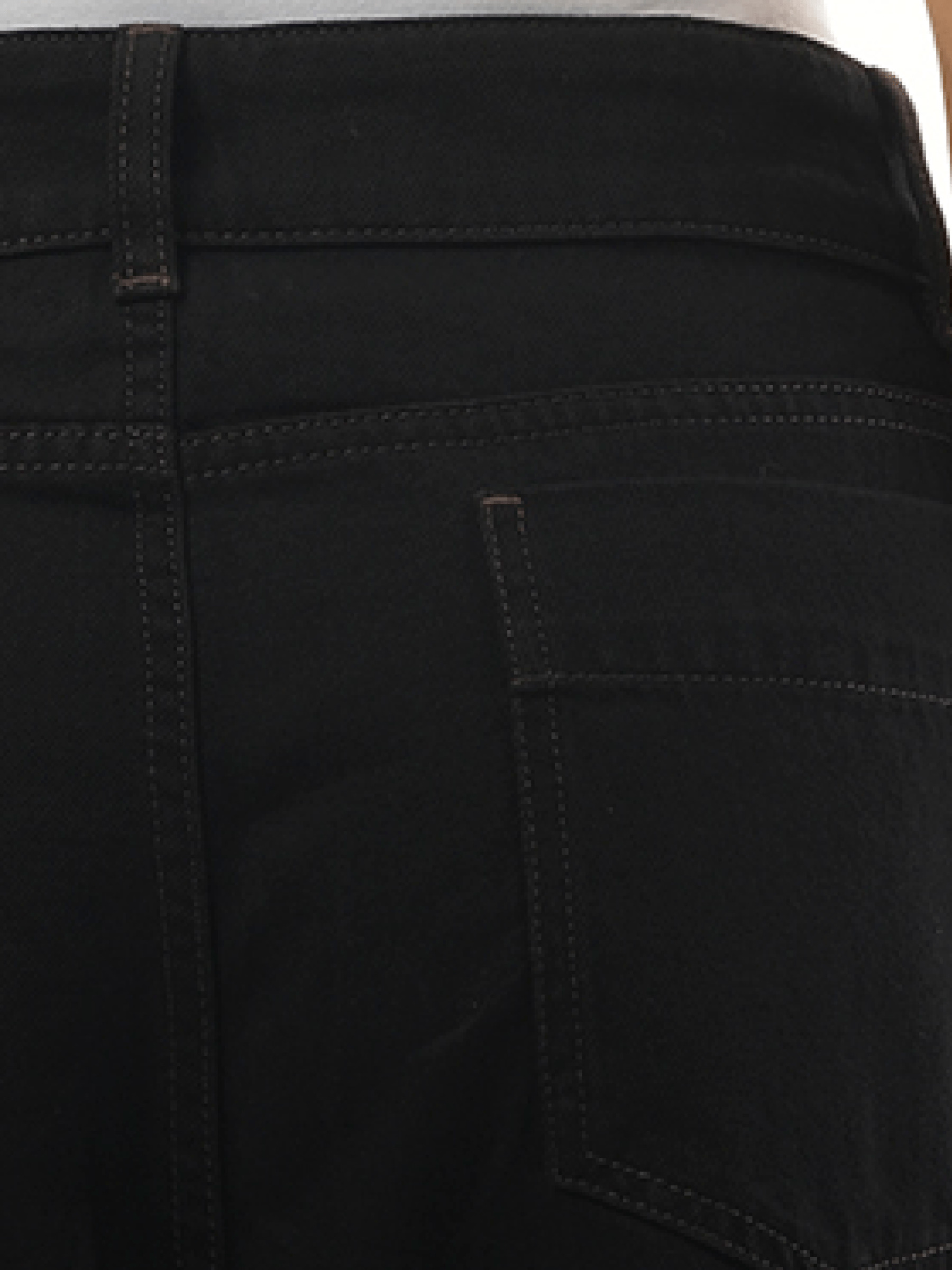 High Waisted Curved Denim Pants in Black - 3