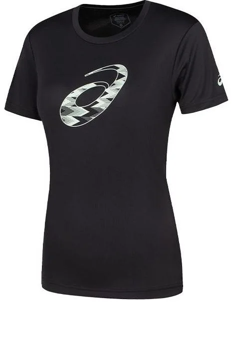 (WMNS) ASICS Spiral Graphic Short Sleeve T-Shirt Asia Sizing 'Performance Black' 2032D020-001 - 1