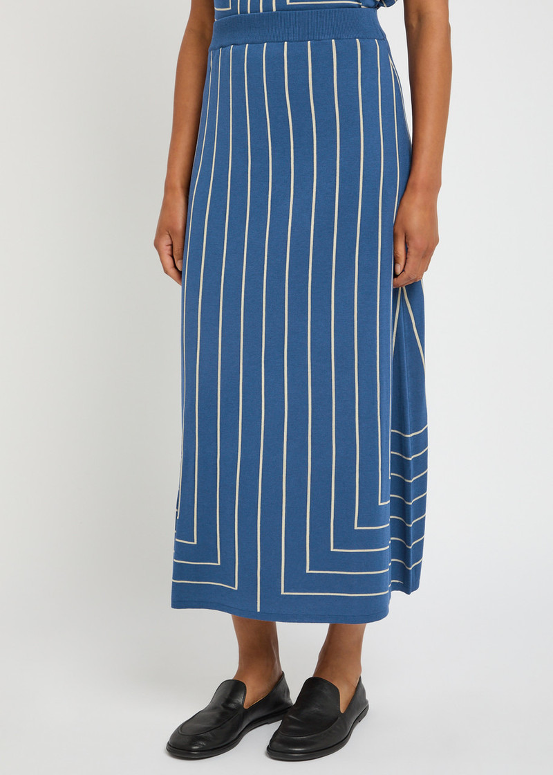 JOSEPH Joseph Striped-jacquard Stretch-knit Midi Skirt outlook