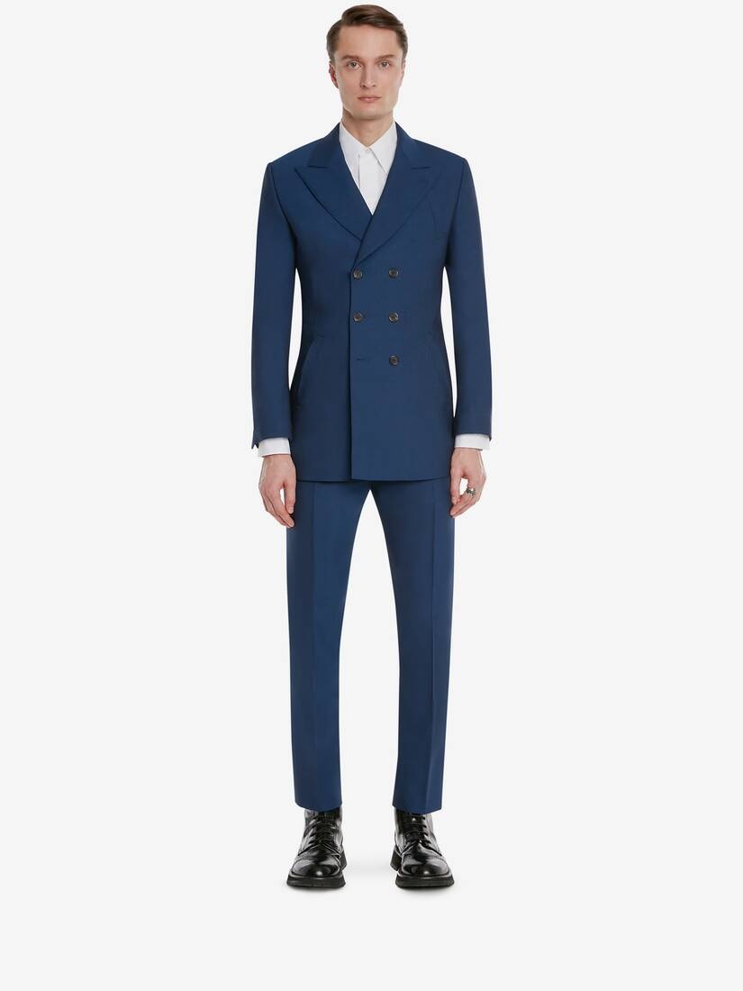 Men's Tailored Cigarette Trousers in Deep Blue - 2