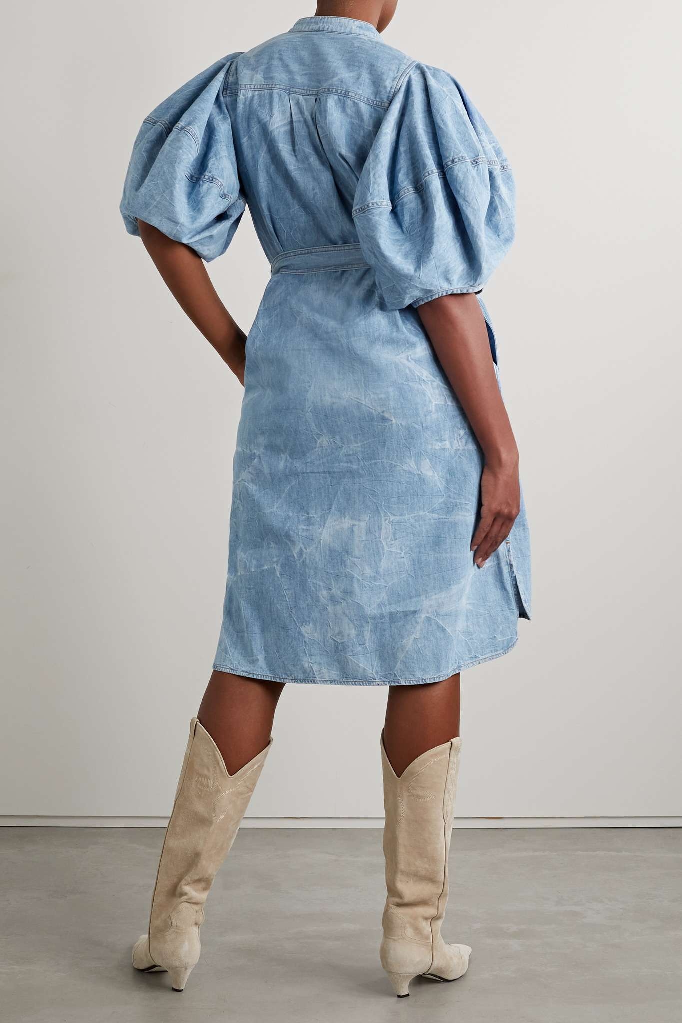 Belted denim midi dress - 3