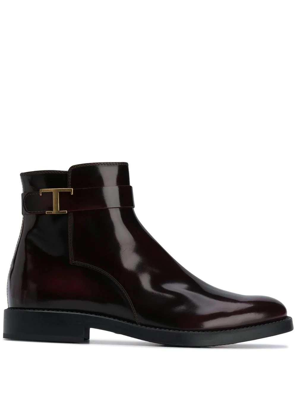 T logo plaque leather boots - 1