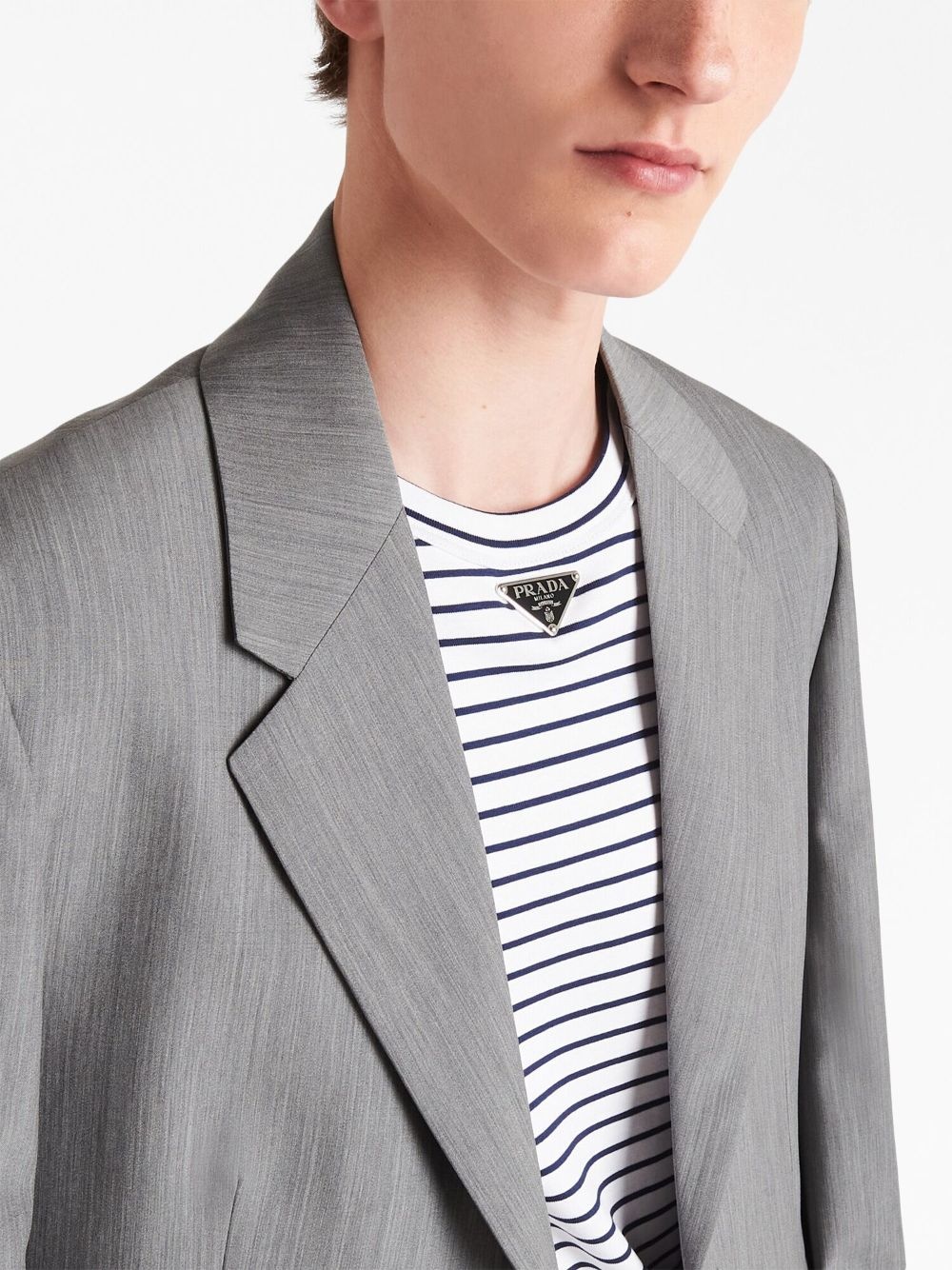 triangle-logo stripe-print T-shirt - 5