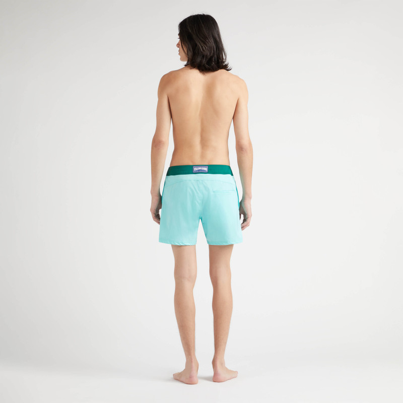 Men Stretch Swim Trunks Flat Belt Color Block 4