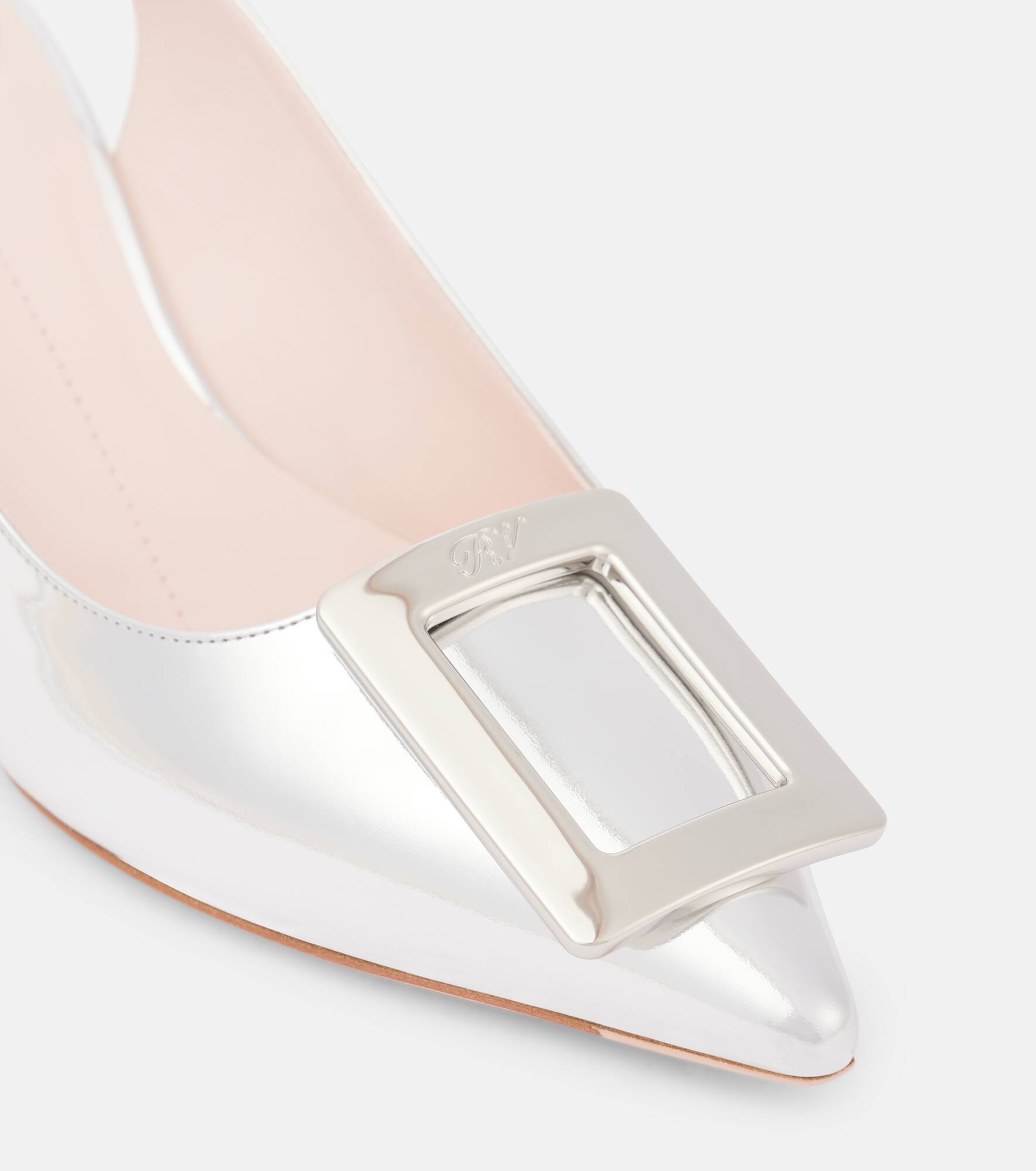 Virgule 55 metallic leather slingback pumps - 5