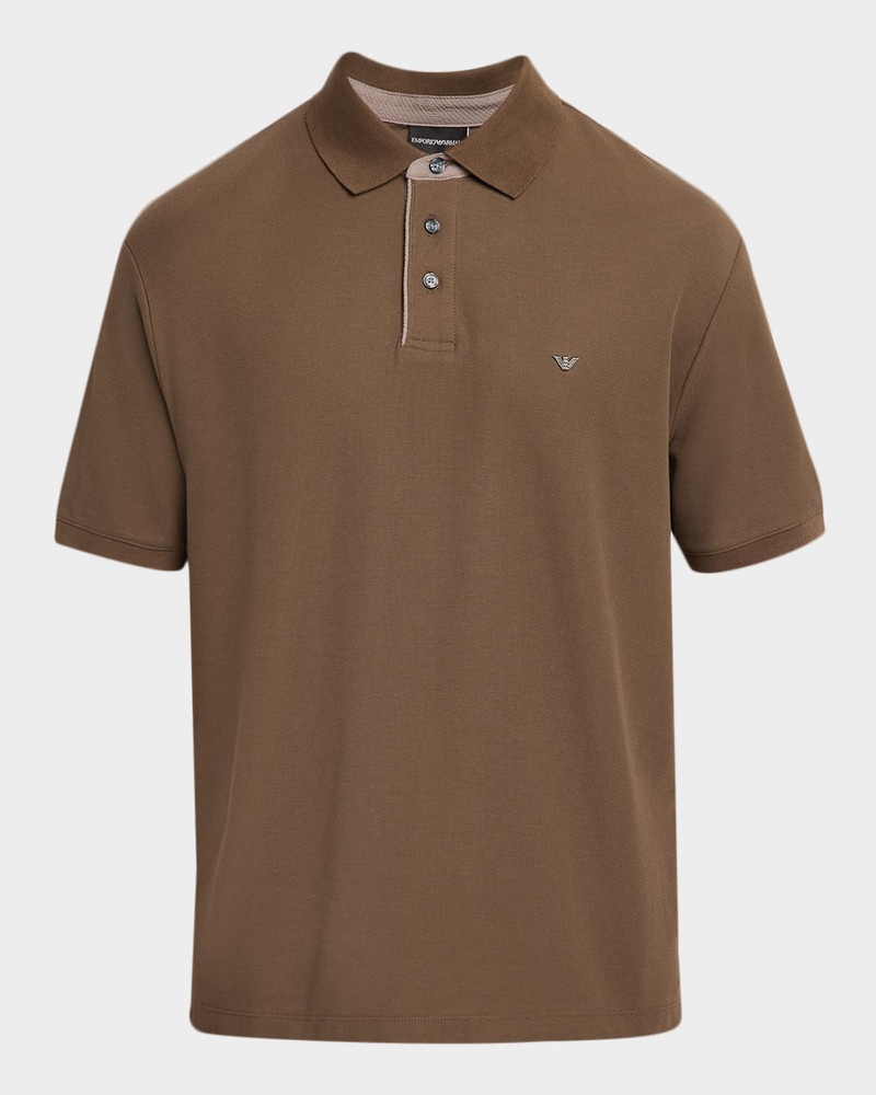 Men's Rib-Trim Textured Knit Polo Shirt 1