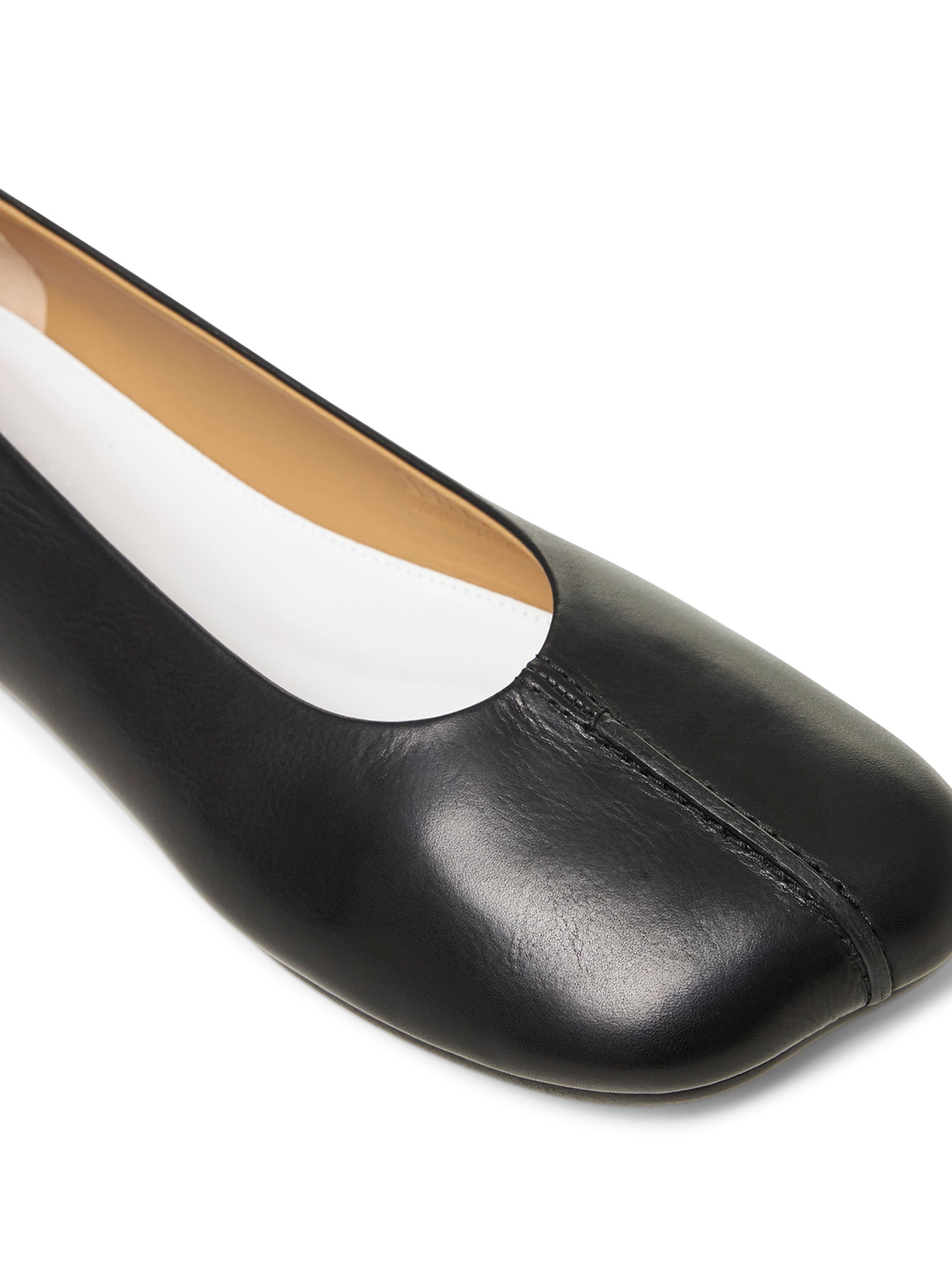 Black leather Stitch-out ballet flats - 4