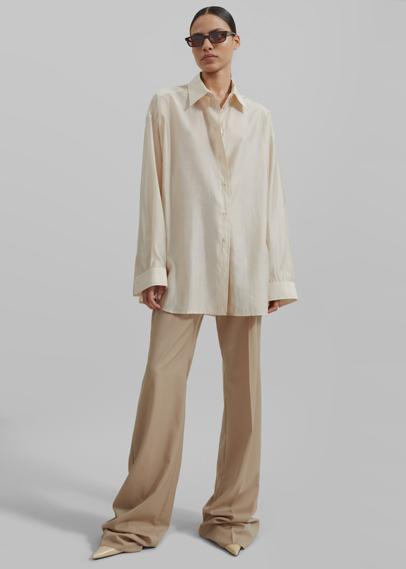 Ola Semi-Sheer Button Up Shirt - Ivory 3