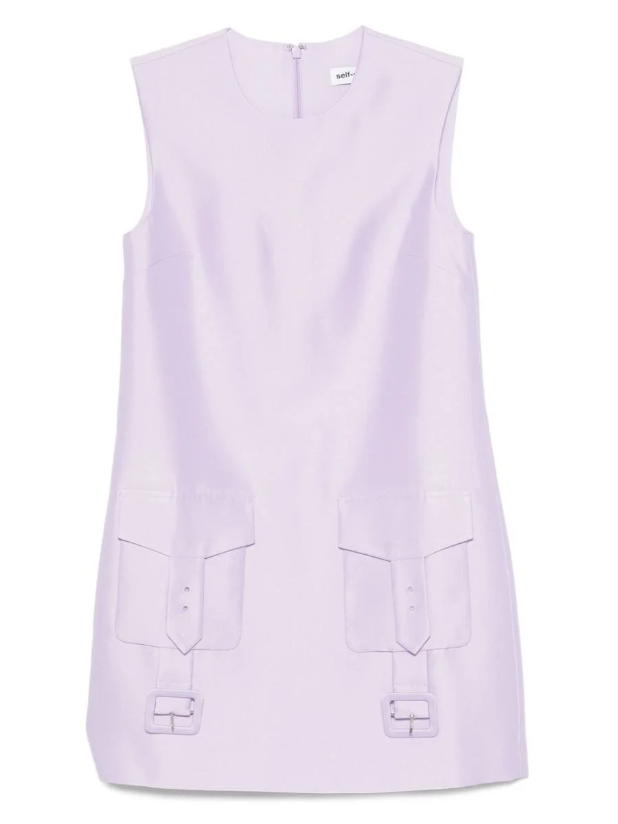 Self-Portrait Short Lilac Taffeta Dress - 1
