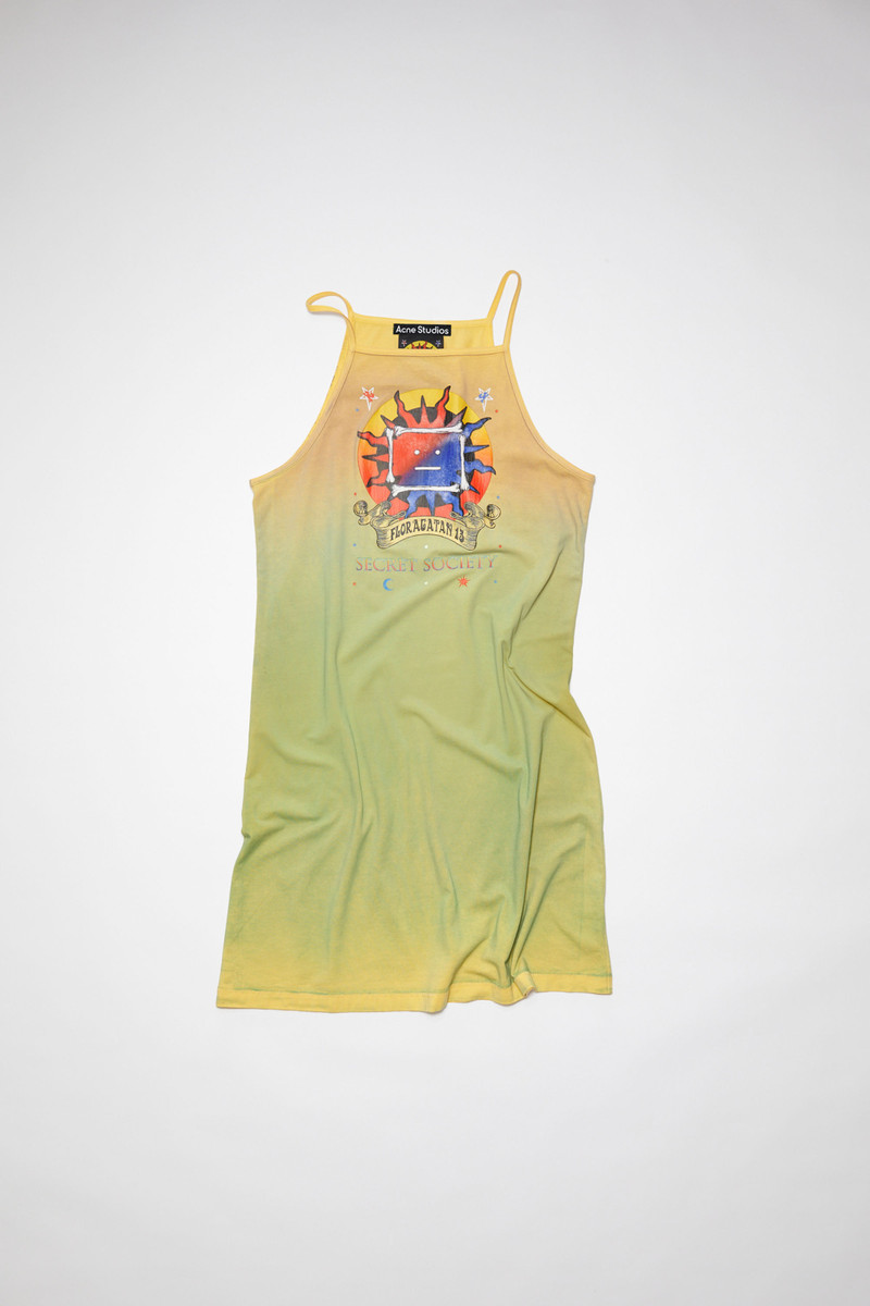 Screen print dress - Yellow/brown 5