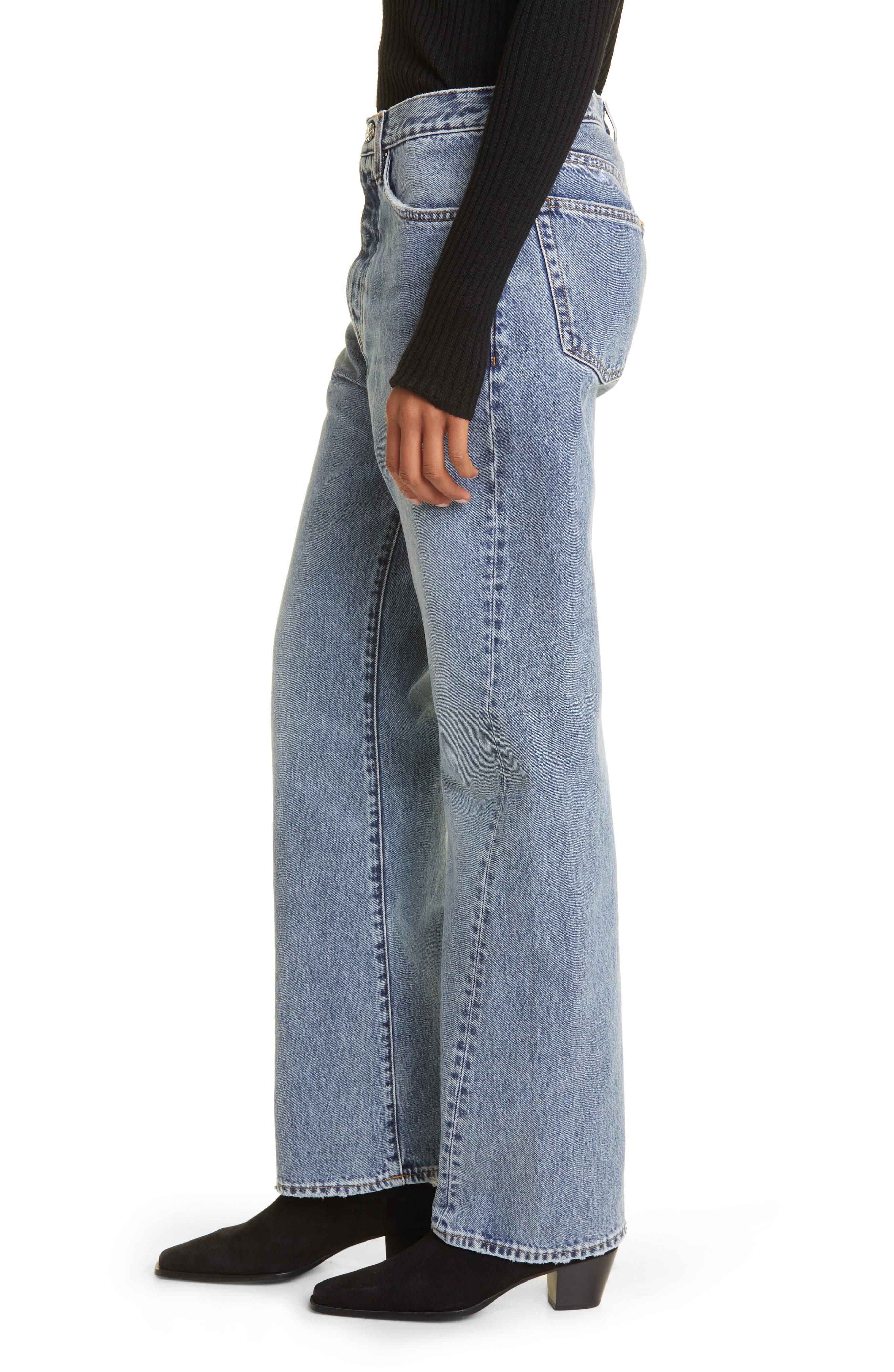 TOTEME Twisted Seam High Waist Straight Leg Jeans in Worn Blue 485 at Nordstrom - 4